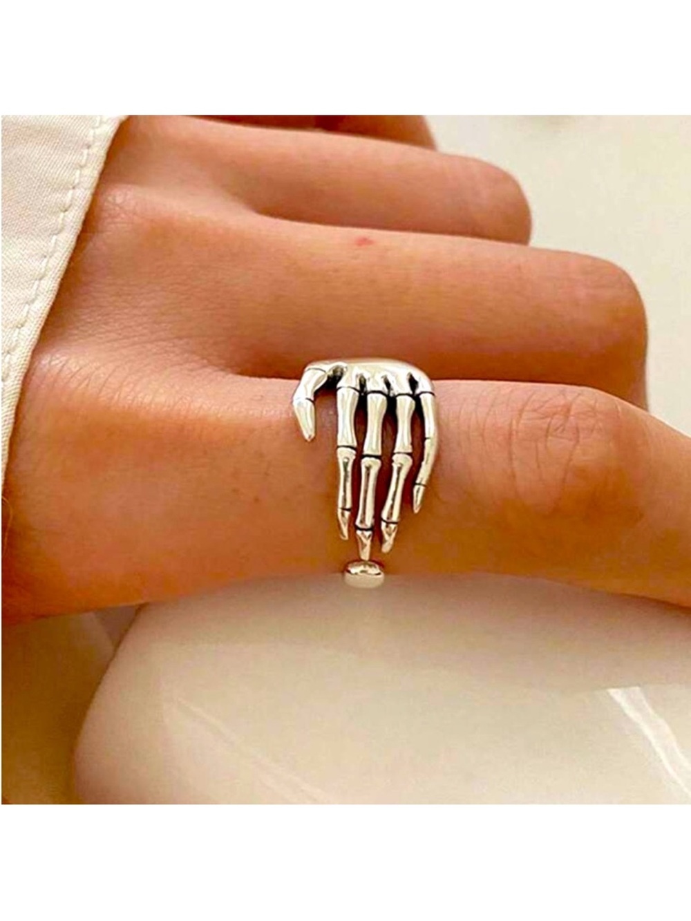 Spooky Silver Skeleton Ring Adjustable NEW 🏷️